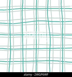 Vektor Hand gezeichnet niedliches kariertes Gittermuster. Doodle Plaid geometrische, einfache Textur. Ungleichmäßige Schnittlinien. Abstraktes, süßes, zartes Muster ideal für Stock Vektor