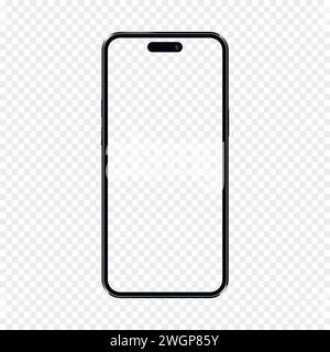 Smartphone-Modell. Handyrahmen mit transparentem Bildschirm isoliert auf transparentem Hintergrund. Stock Vektor