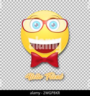 Lächeln mit Brille. Lächeln Emotionen, Vektor. Stock Vektor