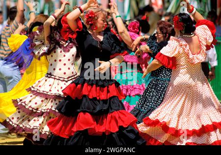 Spanien, Andalousia, Sevilla, Feria de abril de Sevilla - die Aprilmesse von Sevilla, Stockfoto
