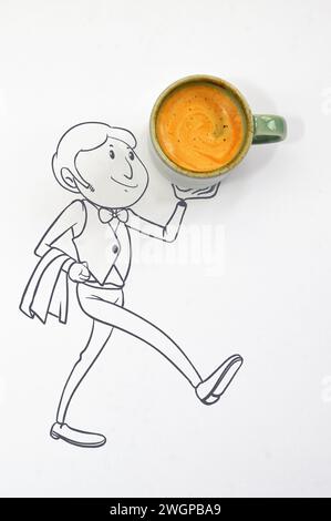 Concept Kellner serviert eine Tasse Espresso Stockfoto