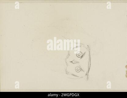 Kopf einer Eule, 1865 - 1913 Blatt 12 Verso aus einem Skizzenbuch mit 38 Blättern. Papier. Kreideeulen Stockfoto