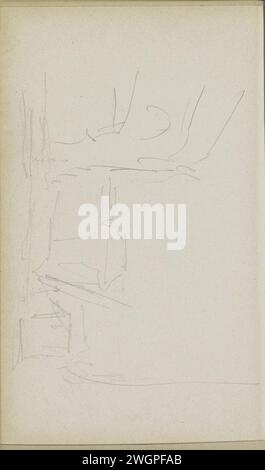 Blick auf die Gebäude, Adrianus Everssen, ca. 1828 - 1897 Blick auf die Gebäude. Seite 40 Verso aus einem Skizzenbuch mit 69 Blättern aus der Nähe von Delft, Rotterdam, Oudewater und Harlingen. Niederlande Papier. Bleistift städtisches Wohnen Stockfoto