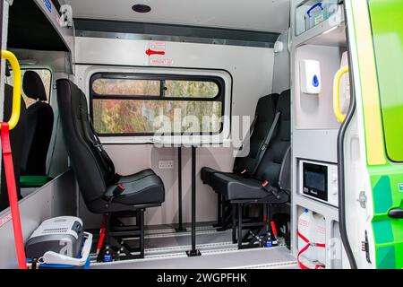 Das Innere des Ambulanzes der St. John Community Support Unit Stockfoto