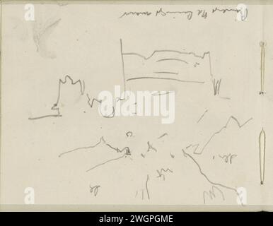 Blick auf die Prinsengracht in Amsterdam, an der Lauriergracht, George Hendrik Breitner, um 1893 - 1912 Seite 57 aus einem Skizzenbuch mit 32 Blättern. Amsterdam Papier. Bleistiftkanäle, Wasser (in der Stadt). Städtische Architektur; Bauten; Wohnungen Prinsengracht. Lauriergracht Stockfoto