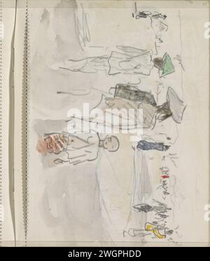 Querformat mit Figuren, 1925 Seite 97 aus einem Skizzenbuch mit 67 Blättern. Indonesien Papier. Aquarell (Farbe). Bleistiftpinsel Straße (+ Stadt(-Landschaft) mit Figuren, Personal). Asiatische Rassen und Völker Stockfoto