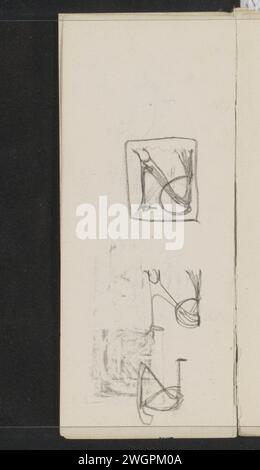 Entwürfe für ein Monogramm mit einem Tier, ca. 1901 Seite 2 Verso aus einem Skizzenbuch mit 42 Seiten. Papier. Kombinationen aus Kreidebuchstaben wie Letterword, Anagramm, Buchstabenquadrat, Monogramm usw. Stockfoto