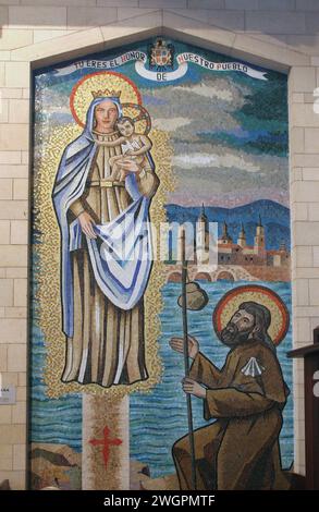 Ikone der Madonna und des Kindes, Geschenk aus Spanien in der Basilika der Verkündigung, Nazareth, Israel Stockfoto