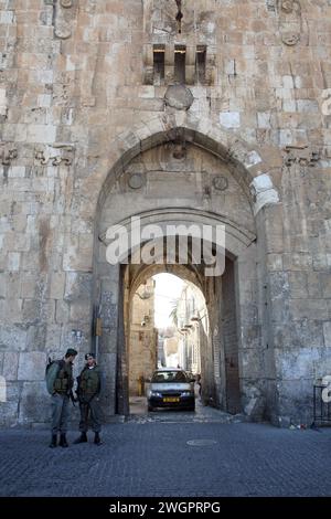 Lions' Gate (auch St. Stephanstor oder Schaftor), eines der Tore der Altstadt von Jerusalem, Israel Stockfoto