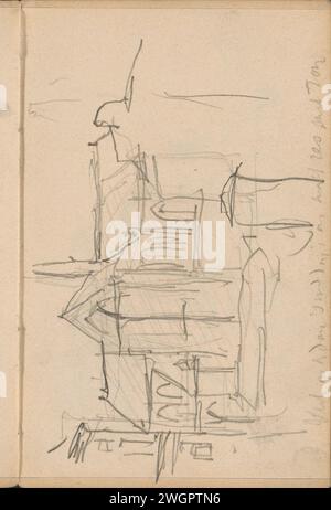 Nieuwe Kerk in Amsterdam, vom Damm aus gesehen, George Hendrik Breitner, um 1902 - um 1914 Ansicht der Nieuwe Kerk in Amsterdam, vom Damm aus gesehen. Auf der linken Seite der Königspalast. Seite 18 aus einem Skizzenbuch mit 46 Blättern aus Noord-Holland und Utrecht. Amsterdam Papier. Bleistiftkirche (außen). Platz, Ort, Zirkus usw. Städtisches Wohnungswesen neue Kirche. Königspalast Amsterdam. Dam Stockfoto