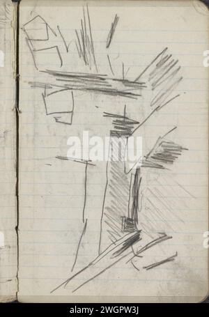 Studie, möglicherweise von einem Boot, George Hendrik Breitner, ca. 1890 - ca. 1900 Seite 6 aus einem Skizzenbuch mit 33 Blättern. Kreidefahrer Amsterdam (im Allgemeinen). Kanäle, Gewässer (in der Stadt) Lauriergracht Stockfoto