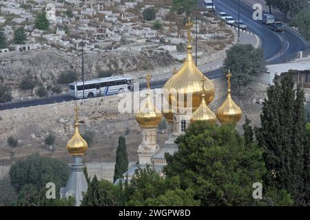 Die russische Kirche Maria Magdalena befindet sich auf dem Ölberg in Jerusalem, Israel Stockfoto
