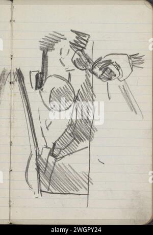 Schiff in der Lauriergracht in Amsterdam, George Hendrik Breitner, ca. 1890 - ca. 1900 Seite 8 aus einem Skizzenbuch mit 33 Blättern. Amsterdamer Kreidekanäle, Gewässer (in der Stadt). Schiffe (allgemein) Lauriergracht Stockfoto