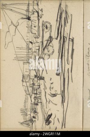 Ansicht der Abrissarbeiten auf einem Amsterdamer Platz, George Hendrik Breitner, um 1902 - um 1914 Ansicht der Abrissarbeiten auf einem Amsterdamer Platz. Seite 67 aus einem Skizzenbuch mit 46 Zeitschriften aus Noord-Holland und Utrecht. Amsterdam Papier. Kreidewohnungen in der Stadt. Abriss des Gebäudes. Platz, Ort, Zirkus usw. Amsterdam Stockfoto