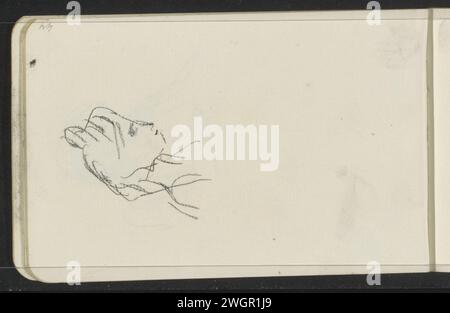 Damenkopf, im Profil, 1875 - 1934 Blatt 13 Verso aus Skizzenbuch LXII mit 28 Blättern. Papier. Kreidekopf (Mensch) - AA - weibliche menschliche Figur (+ Seitenansicht, Profil) Stockfoto