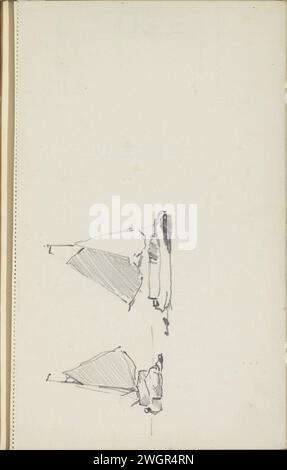 Zwei Segelboote, 1890 - 1946 Leaf 47 Recto aus einem Skizzenbuch mit 50 Blättern. Papier. Bleistift-Segelschiff, Segelboot Stockfoto