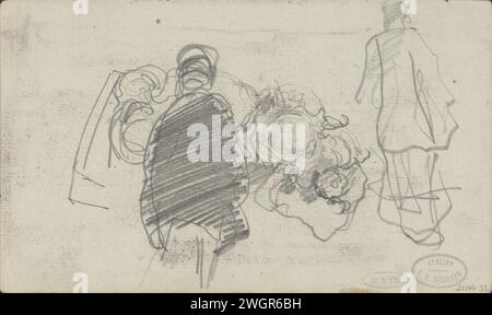 Zwei Frauen, auf dem Rücken gesehen, ca. 1882 - ca. 1912 Zeichnung möglicher Vegetation im Hintergrund. Niederlande Papier. Bleistift Erwachsene Frau (+ Rückansicht) Stockfoto