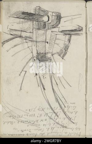 Studie, möglicherweise eines Bootsteils, George Hendrik Breitner, 1880 - 1882 Seite 45 aus einem Skizzenbuch mit 23 Zeitschriften. Das Haager Papier. Kreidefahrzeuge (allgemein) Stockfoto