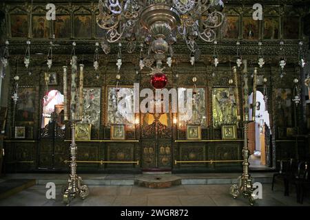 Hauptaltar der Geburtsbasilika, Bethlehem, Westjordanland, Israel Stockfoto