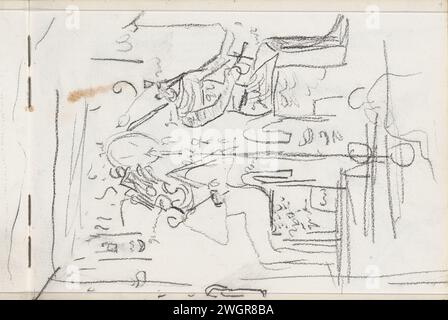 Ägyptisches Relief, 1919 wahrscheinlich ein Relief aus einem Tempel. Seite 17 aus einem Skizzenbuch mit 23 Magazinen. Ägyptisches Papier. Kreidekunst (+ Relief  Skulptur) Stockfoto