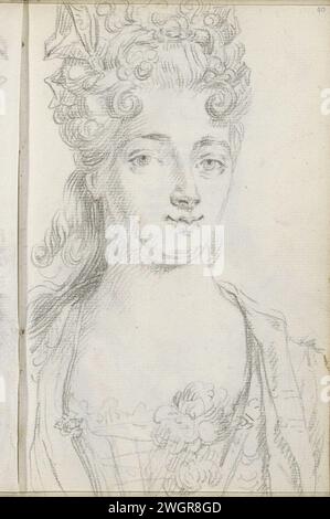 Porträt einer Frau, 1710 - 1772 Seite 40 Recto aus einem Skizzenbuch mit 105 Blättern. Papier. Anonyme historische Person porträtiert Stockfoto