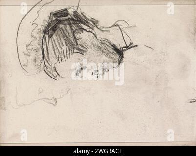 Kopf einer jungen Frau, im Profil, 1875 - 1934 Seite 12 aus dem Skizzenbuch XLI mit 38 Seiten. Das Haager Papier (möglicherweise). Kreidekopf (Mensch) - AA - weibliche menschliche Figur (+ Seitenansicht, Profil) Stockfoto
