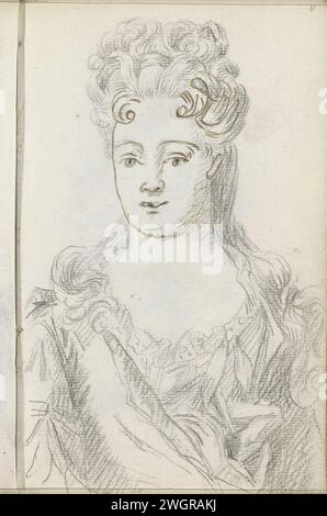 Porträt einer Frau, 1710 - 1772 Seite 41 Recto aus einem Skizzenbuch mit 105 Blättern. Papier. Kreide. Anonyme historische Person porträtiert Stockfoto