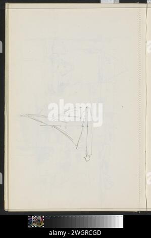 Segelboot, 1890 - 1946 Blatt 19 Verso aus einem Skizzenbuch mit 75 Blättern. Papier. Bleistift-Segelschiff, Segelboot Stockfoto