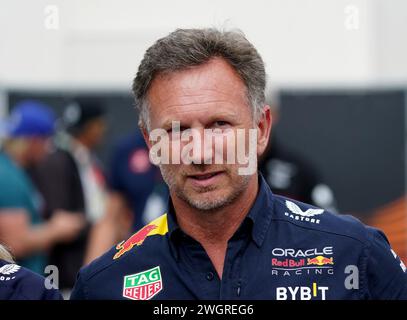 Aktenfoto vom 25.08.2023 von Christian Horner, der am Freitag einer Anhörung ausgesetzt ist, nachdem er im Formel-1-Team von Red Bull wegen "unangemessenem Verhalten" beschuldigt wurde. Ausgabedatum: Dienstag, 6. Februar 2024. Stockfoto