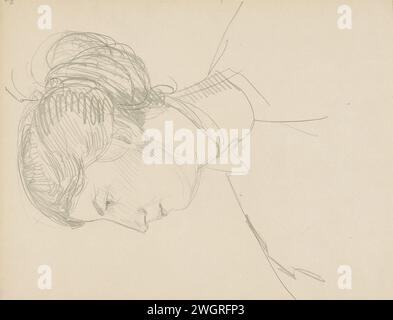 Damenkopf, im Profil, 1875 - 1934 Blatt 12 Verso aus Skizzenbuch XXIII mit 20 Blättern. Das Haager Papier. Bleistiftkopf (Mensch) - AA - weibliche menschliche Figur (+ Seitenansicht, Profil) Stockfoto