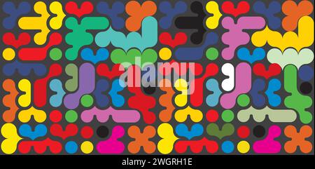 Farbenfrohes abstraktes, nahtloses Muster in Blob-Form mit moderner Farbpalette. Stockfoto