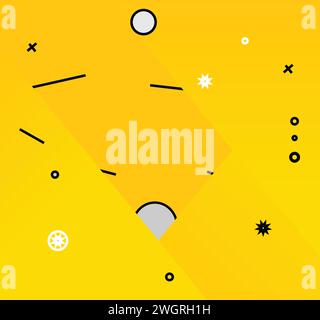 Abstrakter gelber xo-Hintergrund mit einfachen geometrischen Formen und Verläufen. Stockfoto