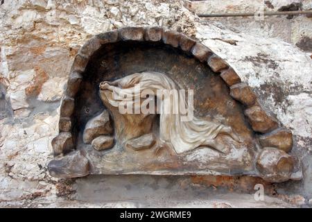 Christus in Getsemani, Basilika der Qualen oder Kirche aller Völker im Garten Getsemani, Jerusalem, Israel Stockfoto