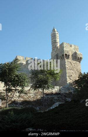 Mauern und die Zitadelle Davids in der alten heiligen Stadt Jerusalem, Israel Stockfoto
