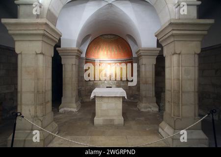 Krypta, Ort, wo Maria in den Himmel aufgestiegen ist, in der Abtei der Dormition, Berg Zion, Jerusalem, Israel Stockfoto