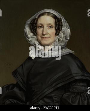 Arryna van der Pot (1786-1850). Ehefrau von N. J. A. C. Hoffmann, Cornelis Cels, Gemälde Porträt von Aryna van der Pot, Ehefrau von N.J.A.C. Hoffmann. Halbiert, sitzend, ein weißer Hut auf dem Kopf. Belgische Leinwand. Ölfarbe (Lack) Stockfoto