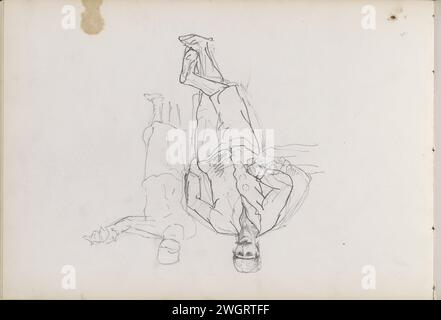 Vorder- und Rückansicht eines stehenden Mannes, George Hendrik Breitner, 1873 Seite 16 Verso aus einem Skizzenbuch mit 25 Blättern. Rotterdam Papier. Bleistift stehende Figur (+ Vorderansicht). Stehende Figur (+ Rückansicht) Stockfoto