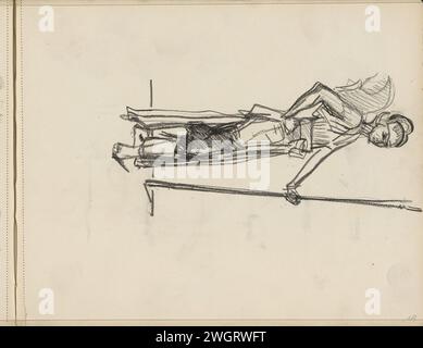 Frau im Theaterkostüm, 1875 - 1934 Seite 19 Recto aus Skizzenbuch XXIII mit 20 Blättern. Das Haager Papier. Kreide Erwachsene Frau (+ stehend). Bühnenkostüm - CC - weiblich Stockfoto