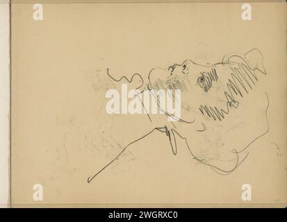 Damenkopf, im Profil, 1875 - 1934 Seite 19 Recto aus Skizzenbuch XXI mit 19 Blättern. Das Haager Papier. Kreidekopf (Mensch) - AA - weibliche menschliche Figur (+ Seitenansicht, Profil) Stockfoto