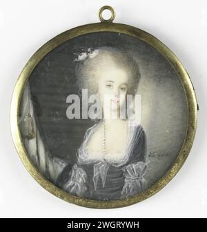 Frederica Louisa Wilhelmina (1770-1819). Prinzessin von Oranje-Nassau. Tochter von Willem V. und Wilhelmina van Pruisen, de Saint-Ligié, 1783 Miniatur (Gemälde) Porträt von Frederica Louisa Wilhelmina (1770-1819). Prinzessin von Oranje-Nassau. Tochter von Willem V. und Wilhelmina van Pruisen. Halbiert, der Kopf leicht nach rechts. Teil der Porträt-Miniatursammlung. elfenbein. Metall. Glas Stockfoto