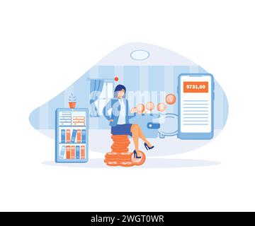 Zahlen Sie online, und erhalten Sie Bonusgeld oder Geschenke zurück Landing Page oder Web-Banner Cash-Back-Banking-System im Internet. Moderne Illustration des flachen Vektors Stock Vektor