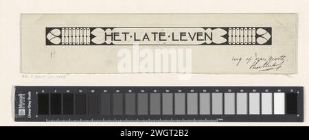 Banddesign für: Louis Couperus, Late Life, 1902, Theo Neuhuys, in oder vor 1902 Zeichnung Design für eine Buchbrücke mit unter anderem herzförmigen Ornamenten. Pappe. Tinte für Indien (Tinte). Deckfarbe. Bleistift / Pinselschmuck  Kunst Stockfoto