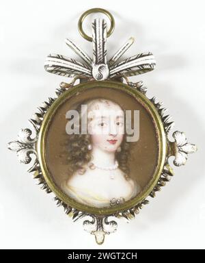 Mary Stuart (1631–1660), Consort von Wilhelm II., Jean Petitot (le vieux) (zugeschrieben), ca. 1645–ca. 1650 Miniatur (Gemälde) Porträt von Maria Stuart (1631–60). Ehefrau von Willem II Nach rechts, prospektiv. Teil der Porträt-Miniatursammlung. Frankreich Gold (Metall). Stockfoto