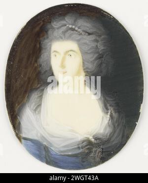 Porträt einer Dame, Anonym, 1780 - 1799 Miniatur (Gemälde) Porträt einer Dame. Büste, der Kopf nach links gedreht. Teil der Porträt-Miniatursammlung. Frankreich Elfenbein. Historische Personen aus Metall, die nicht namentlich bekannt sind - BB - Woman Stockfoto