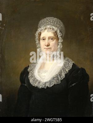 Porträt von Sara de Haan, Witwe des Amsterdamer Underwriters Cornelis Hartsen, Jan Willem Pieneman, 1820–1832 Gemälde Porträt von Sara de Haan (1761–1832), Witwe des Amsterdamer Versicherers Cornelis Hartsen. Halbiert, sitzt nach links. Auf dem Kopf ein Hut aus Spitze. Leinwand. Ölfarbe (Farbe) historische Personen - BB - Frau Stockfoto