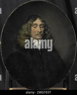 Porträt von Johan de Reus, Direktor der Rotterdamer Kammer der Niederländischen Ostindien-Kompanie, gewählt 1657, Pieter van der Werff, 1695–1722 Gemälde Porträt von Johan Abrahamsz. De Reus (ca. 1598-1685), 1657 ausgewählt. Büste in Ovaal auf der rechten Seite. Kopie auf das Porträt von Nicolaes Maes in der National Gallery in London. Teil einer Serie von Porträts der Gouverneure der Rotterdamer Kammer der United East India Company, die ab 1698 für das New East Indian House auf den Boompjes in Rotterdam gemacht wurden. Leinwand. Ölfarbe (Farbe) Rotterdam Stockfoto