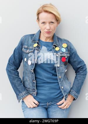 Blonde Frau in der Stadt, Mailand, Italien. Stockfoto