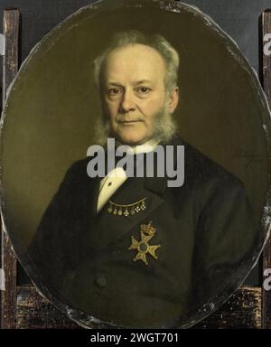 Pieter Mijer (1812-81). Generalgouverneur von Niederländisch-Indien, Johan Heinrich Neuman, 1876 Gemälde Portrait von Pieter Mijer (1812–81), Generalgouverneur von Niederländisch-Indien. Büste in Ovaal, links. Leinwand. Ölfarbe (Farbe) historische Personen. Kolonialgouverneur Niederländisch-Ostindien, die Stockfoto