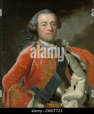 Porträt Wilhelm IV., Prinz von Orange, Anonym, um 1750 Gemälde Porträt Wilhelm IV. (1711–51), Prinz von Oranje-Nassau. Auf halbem Weg stehend, ein Hermelin-Mantel über der linken Schulter. Nordholländische Leinwand. Ölfarbe (Farbe) historische Personen Stockfoto