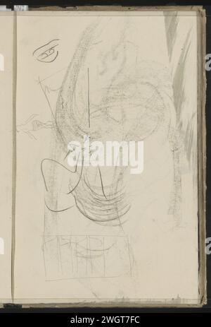 Arbeitsblatt, einschließlich mit einer Balancierfigur auf einer Schnur, ca. 1890 Seite 12 Recto aus einem Skizzenbuch mit 38 Blättern. Papier. Kreide. Anatomie des Bleistifts (nicht medizinisch) Stockfoto